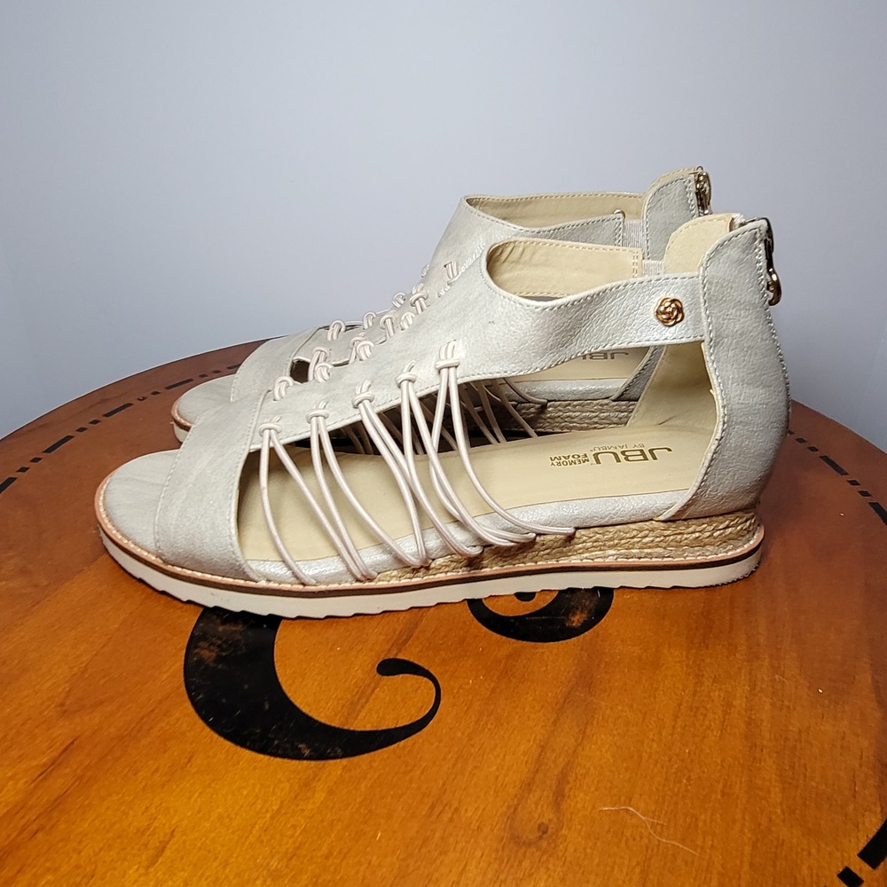 JBU by Jambu Havana Champagne Metallic Wedge Sandals Strappy Gladiator 8.5M